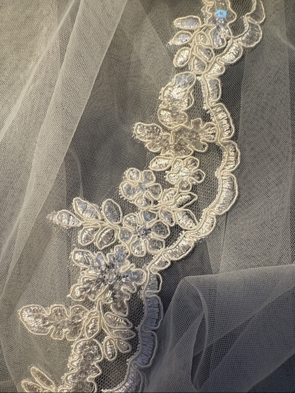 Ivory Lace-Edged Bridal Veil - Picture 3 of 3
